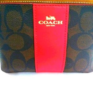 Coach Corner Zip Wristlet in Signature Red